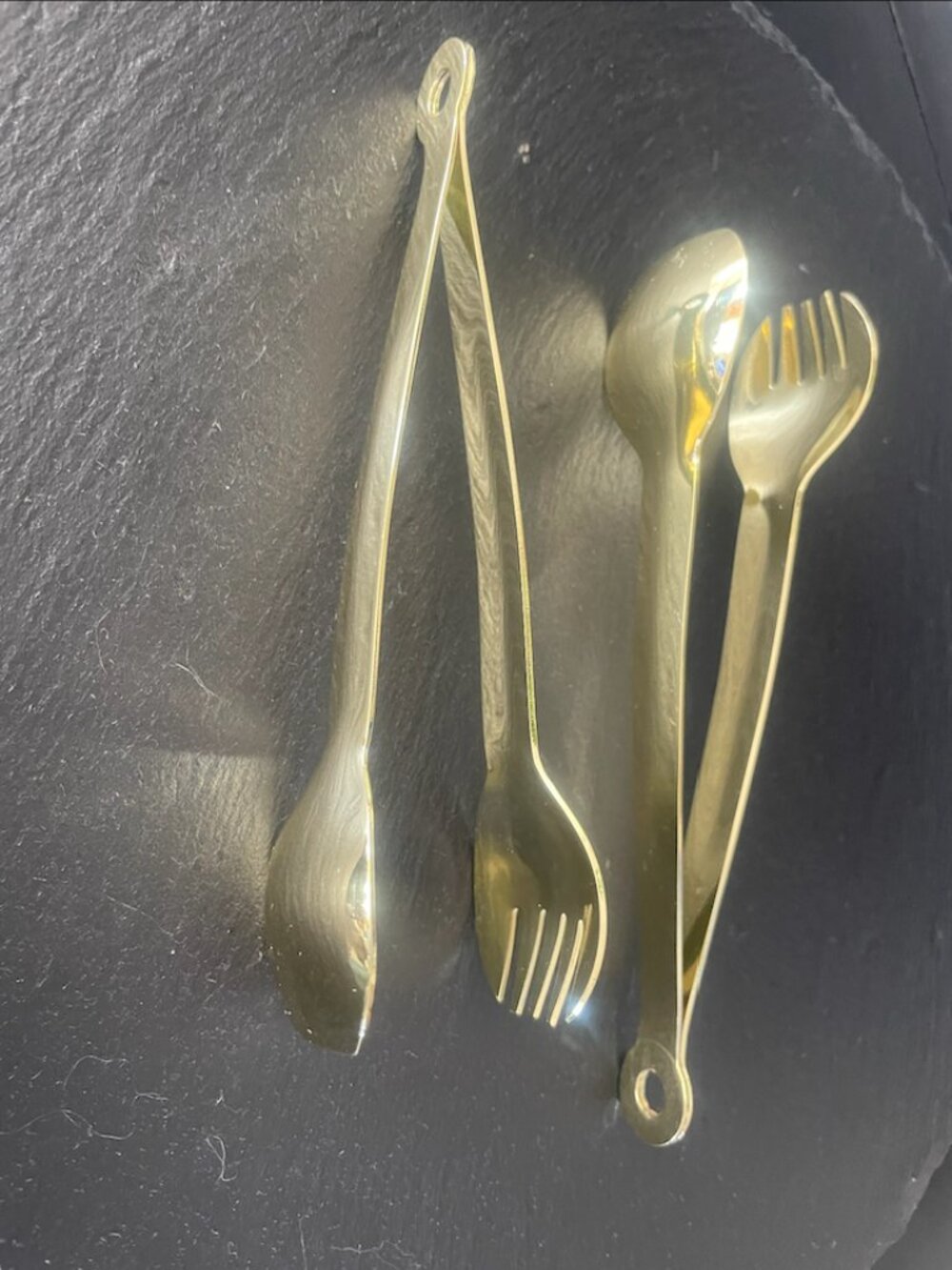 gold metal serving tongs, set of 2